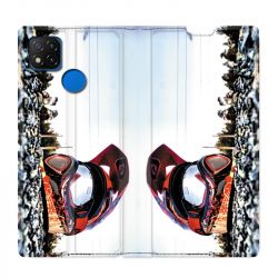 Housse Cuir Portefeuille PourXiaomi Redmi 9C Moto Casque Cross