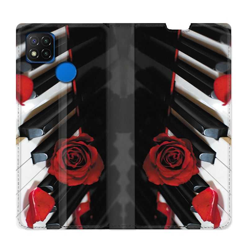 Housse Cuir Portefeuille PourXiaomi Redmi 9C Musique Rose Piano