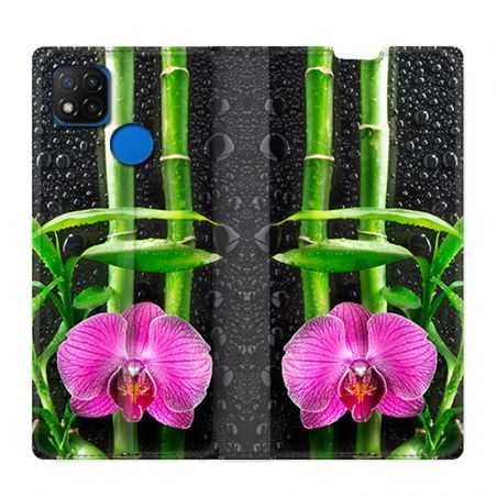 Housse Cuir Portefeuille PourXiaomi Redmi 9C Orchidee Bambou