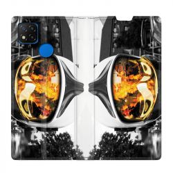 Housse Cuir Portefeuille PourXiaomi Redmi 9C Pompier Casque Feu