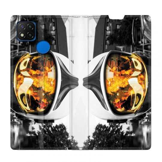 Housse Cuir Portefeuille PourXiaomi Redmi 9C Pompier Casque Feu