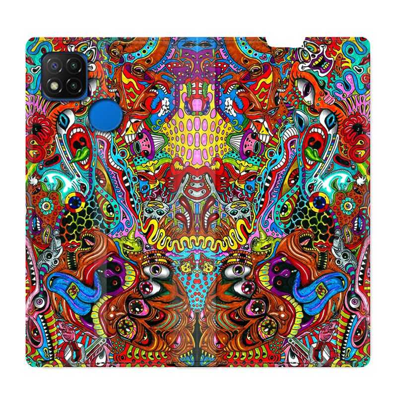 Housse Cuir Portefeuille PourXiaomi Redmi 9C Psychedelic Yeux