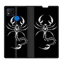Housse Cuir Portefeuille PourXiaomi Redmi 9C Scorpion Noir
