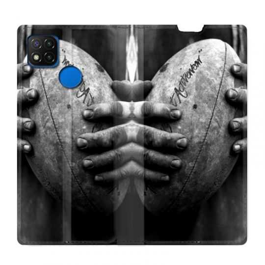 Housse Cuir Portefeuille PourXiaomi Redmi 9C Rugby Ballon Vintage