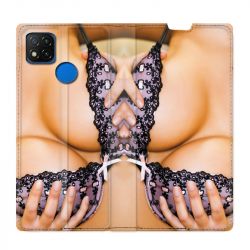 Housse Cuir Portefeuille PourXiaomi Redmi 9C Sexy Boobs