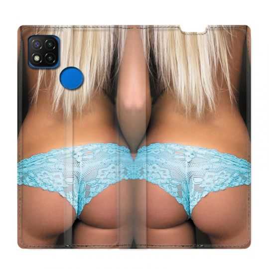 Housse Cuir Portefeuille PourXiaomi Redmi 9C Sexy Tanga Bleu