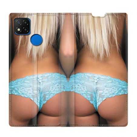 Housse Cuir Portefeuille PourXiaomi Redmi 9C Sexy Tanga Bleu