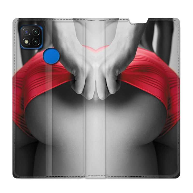 Housse Cuir Portefeuille PourXiaomi Redmi 9C Sexy Tanga Rouge
