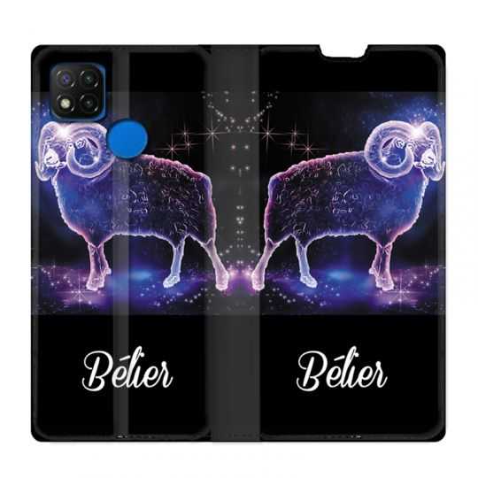 Housse Cuir Portefeuille PourXiaomi Redmi 9C Signe Zodiaque 2 Bélier