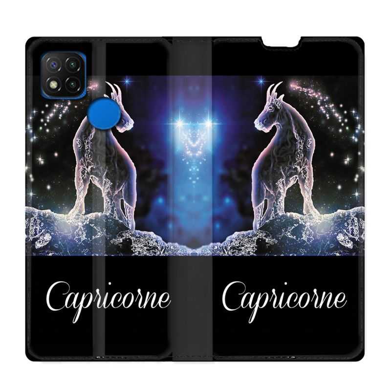 Housse Cuir Portefeuille PourXiaomi Redmi 9C Signe Zodiaque 2 Capricorne