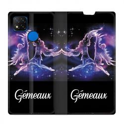 Housse Cuir Portefeuille PourXiaomi Redmi 9C Signe Zodiaque 2 Gémeaux