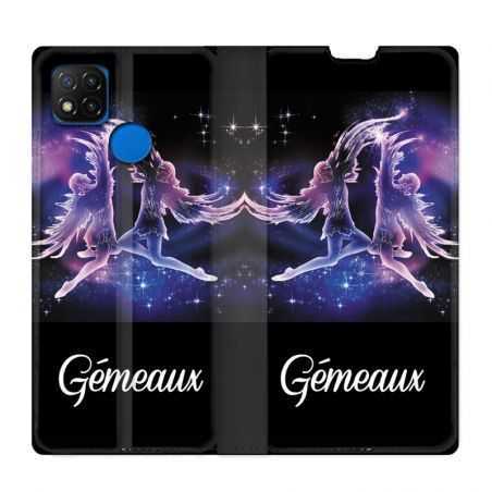 Housse Cuir Portefeuille PourXiaomi Redmi 9C Signe Zodiaque 2 Gémeaux