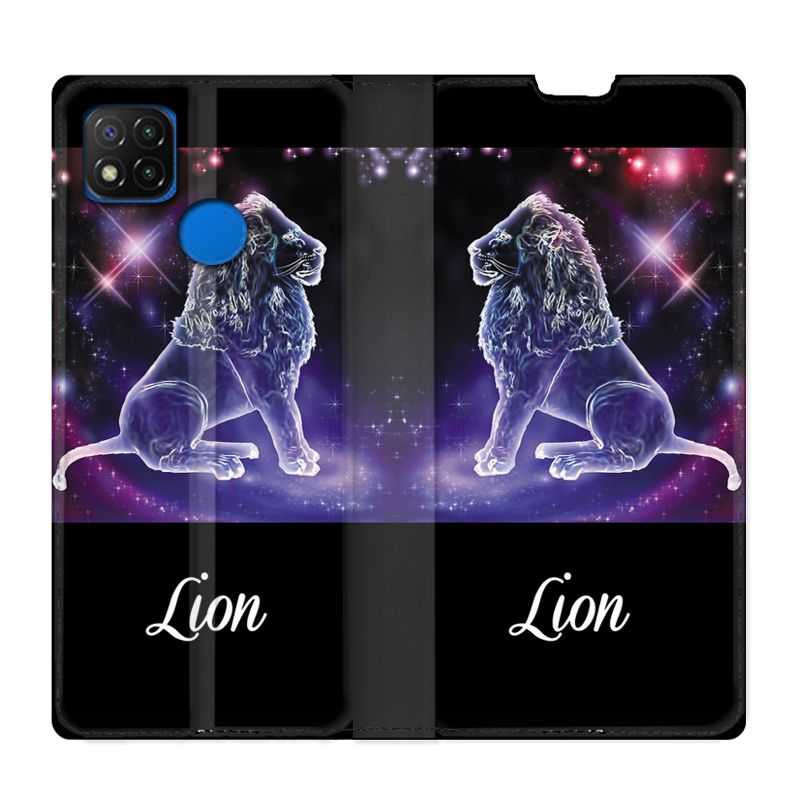 Housse Cuir Portefeuille PourXiaomi Redmi 9C Signe Zodiaque 2 Lion