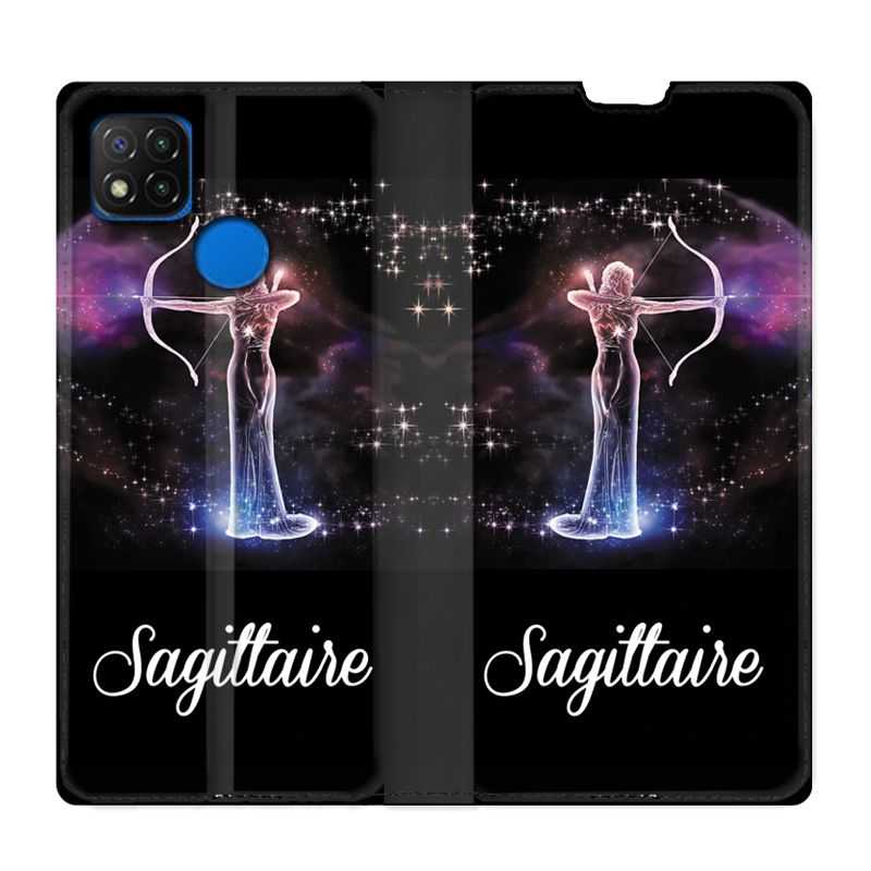 Housse Cuir Portefeuille PourXiaomi Redmi 9C Signe Zodiaque 2 Sagittaire