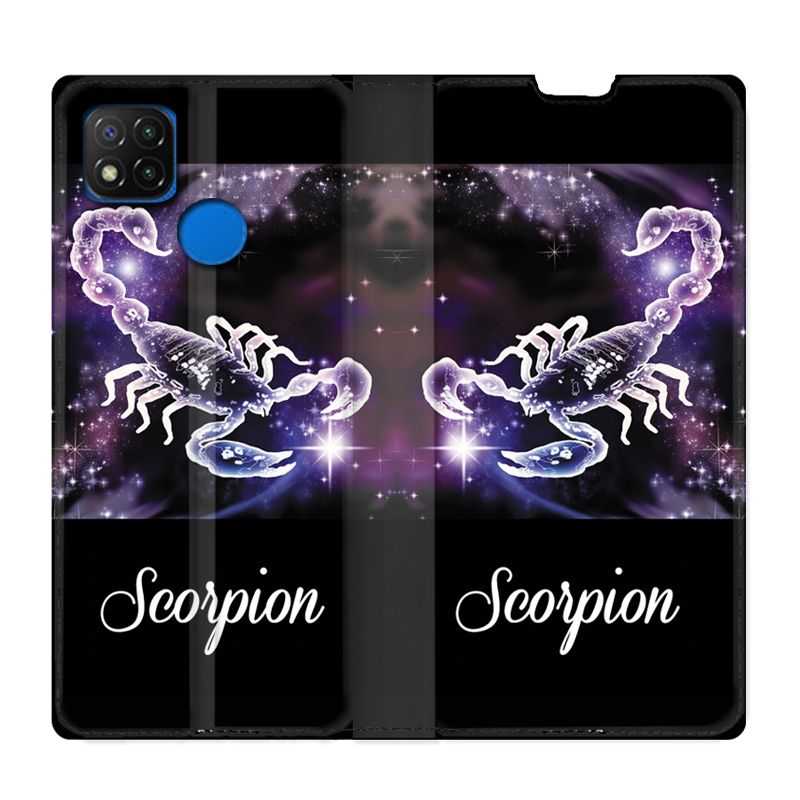 Housse Cuir Portefeuille PourXiaomi Redmi 9C Signe Zodiaque 2 Scorpion