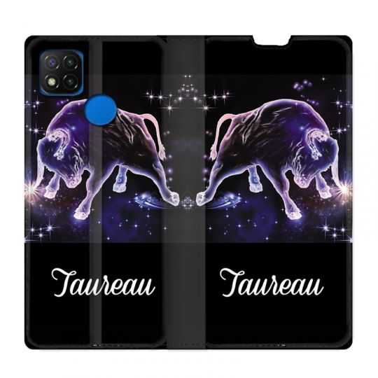 Housse Cuir Portefeuille PourXiaomi Redmi 9C Signe Zodiaque 2 Taureau