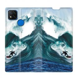 Housse Cuir Portefeuille PourXiaomi Redmi 9C Surf Vague