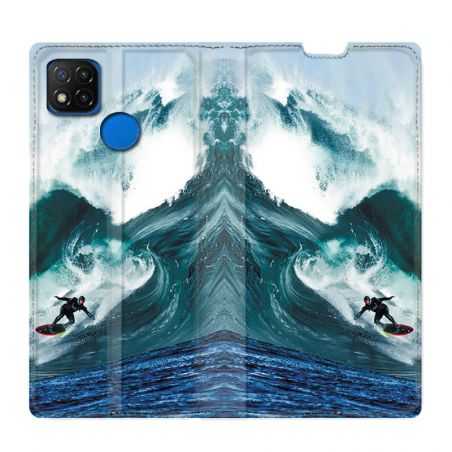 Housse Cuir Portefeuille PourXiaomi Redmi 9C Surf Vague