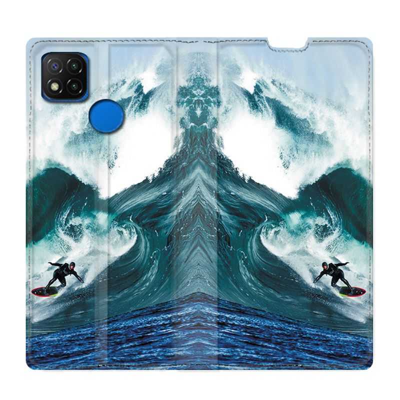 Housse Cuir Portefeuille PourXiaomi Redmi 9C Surf Vague