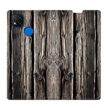 Housse Cuir Portefeuille PourXiaomi Redmi 9C Texture Bois