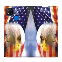 Housse Cuir Portefeuille PourXiaomi Redmi 9C Amerique USA Aigle