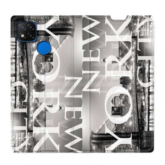Housse Cuir Portefeuille PourXiaomi Redmi 9C Amerique USA New York