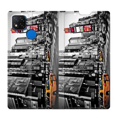 Housse Cuir Portefeuille PourXiaomi Redmi 9C Amerique USA New York Taxi