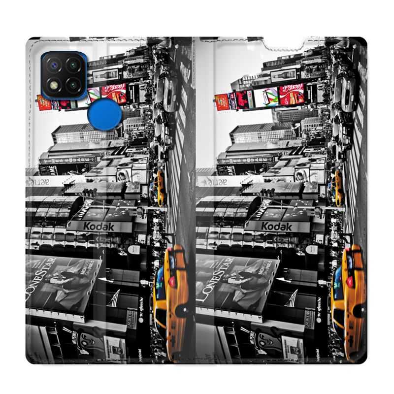 Housse Cuir Portefeuille PourXiaomi Redmi 9C Amerique USA New York Taxi