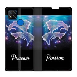 Housse Cuir Portefeuille PourXiaomi Redmi 9C Signe Zodiaque 2 Poisson