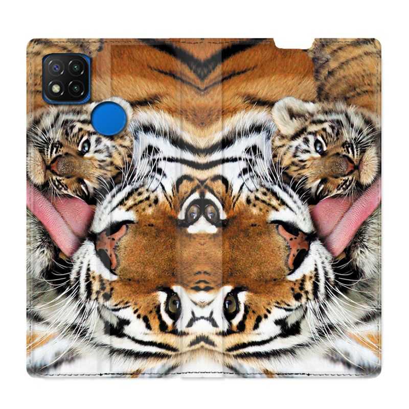 Housse Cuir Portefeuille PourXiaomi Redmi 9C Bebe Tigre