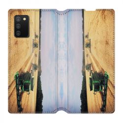 Housse cuir portefeuille Pour Samsung Galaxy A02S Agriculture Moissonneuse