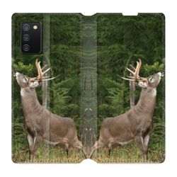 Housse cuir portefeuille Pour Samsung Galaxy A02S Cerf