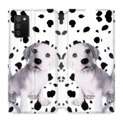 Housse cuir portefeuille Pour Samsung Galaxy A02S Chien Dalmatien