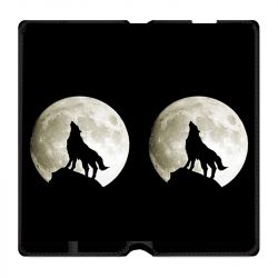 Housse cuir portefeuille Pour Samsung Galaxy A02S Loup Noir