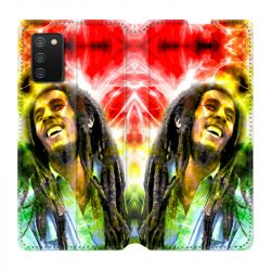 Housse cuir portefeuille Pour Samsung Galaxy A02S Bob Marley Color