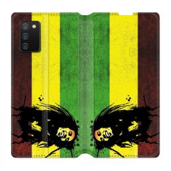 Housse cuir portefeuille Pour Samsung Galaxy A02S Bob Marley Drapeau