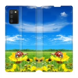Housse cuir portefeuille Pour Samsung Galaxy A02S Coccinelle