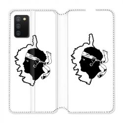 Housse cuir portefeuille Pour Samsung Galaxy A02S Corse Blanc
