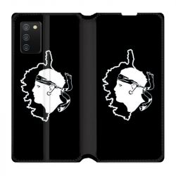 Housse cuir portefeuille Pour Samsung Galaxy A02S Corse Noir