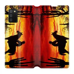 Housse cuir portefeuille Pour Samsung Galaxy A02S Cow Boy Soleil