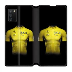 Housse cuir portefeuille Pour Samsung Galaxy A02S Cyclisme Maillot Jaune