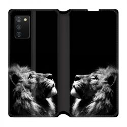 Housse cuir portefeuille Pour Samsung Galaxy A02S Roi Lion