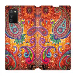 Housse cuir portefeuille Pour Samsung Galaxy A02S Fleur Psychedelic
