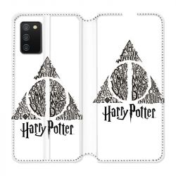 Housse cuir portefeuille Pour Samsung Galaxy A02S WB License Harry Potter Triangle Blanc