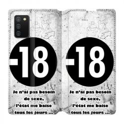 Housse cuir portefeuille Pour Samsung Galaxy A02S Humour 18 Ans