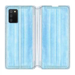 Housse cuir portefeuille Pour Samsung Galaxy A02S Humour Masque chirurgical