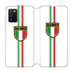 Housse cuir portefeuille Pour Samsung Galaxy A02S Italie 3 Blanc