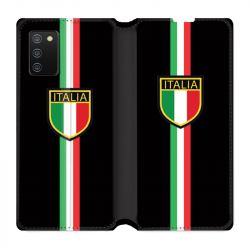 Housse cuir portefeuille Pour Samsung Galaxy A02S Italie 3 Noir