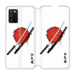 Housse cuir portefeuille Pour Samsung Galaxy A02S Japon Epée
