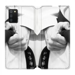 Housse cuir portefeuille Pour Samsung Galaxy A02S Judo Kimono